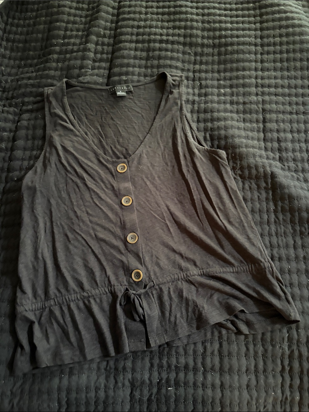 Sanctuary Black Button-Front Drawstring Tank